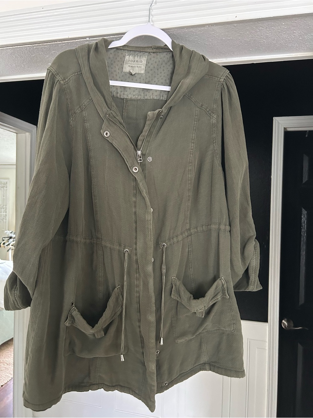 torrid Olive Green Hooded Utility Jacket